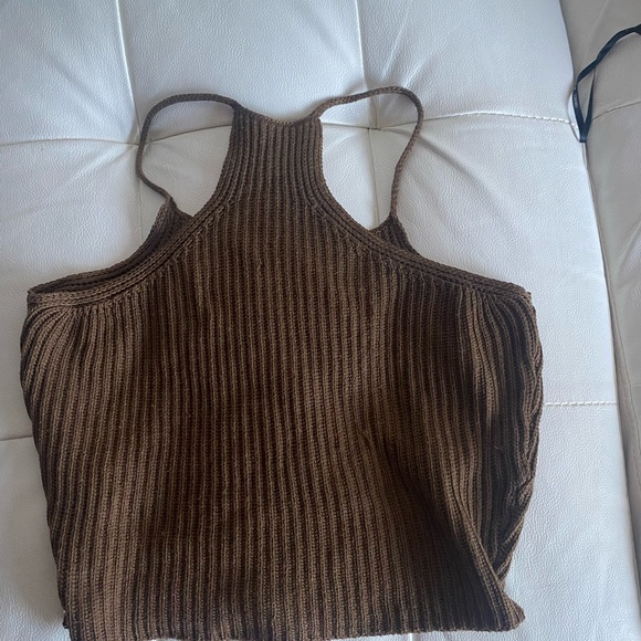 Brown Ribbed Knit Tank Top - Picture 1 of 2